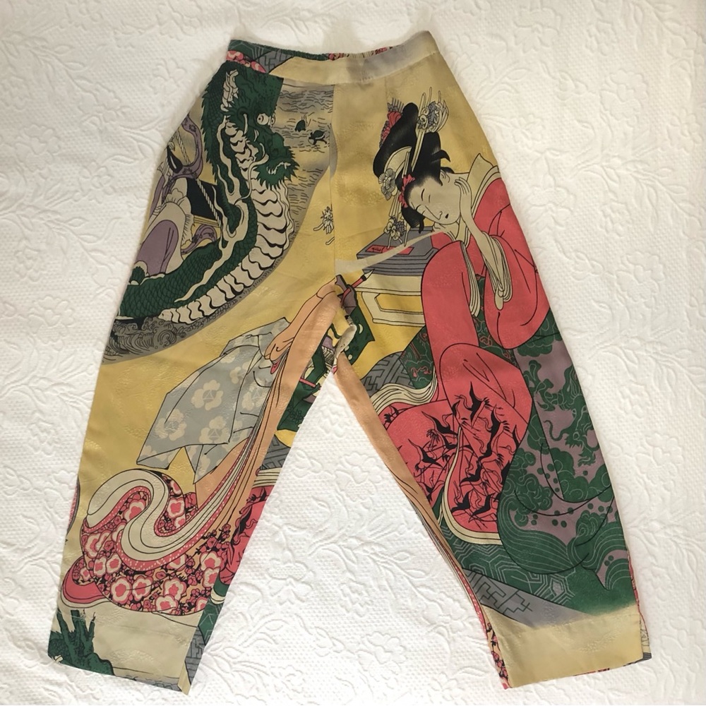 Citron Santa Monica Set 2pc Capri/Long Shorts Geisha Dragon 3/4 Sleeves XS - Picture 11 of 12